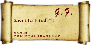 Gavrila Fidél névjegykártya